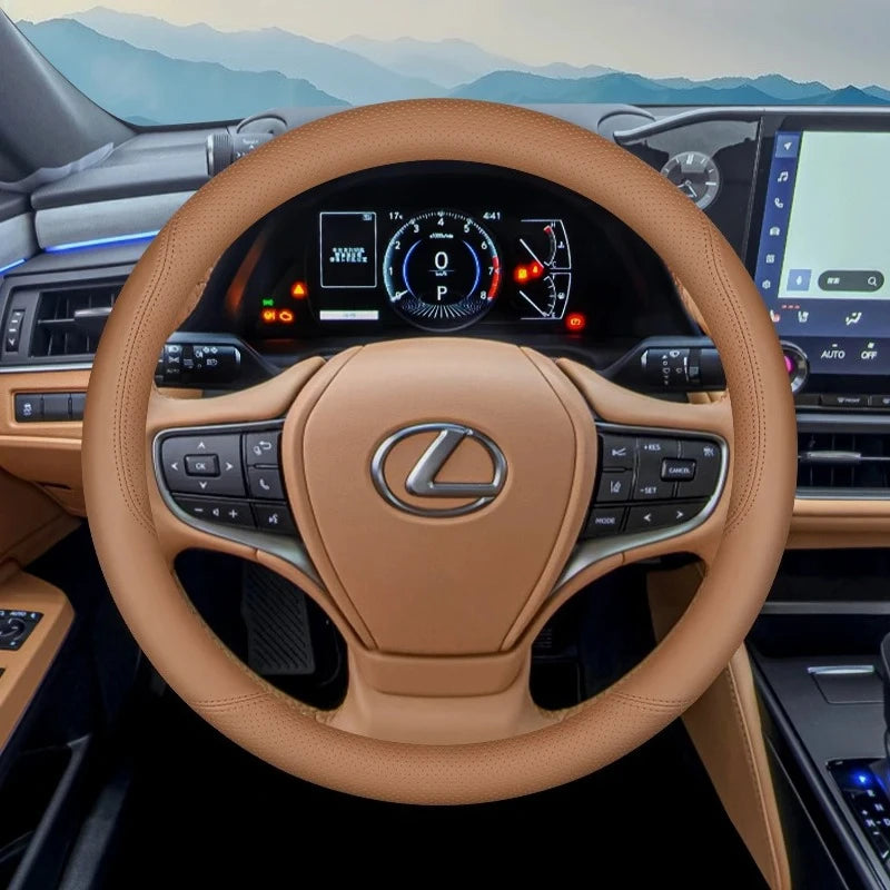 Faux Leather Steering Wheel Cover for 37–38 cm Wheels