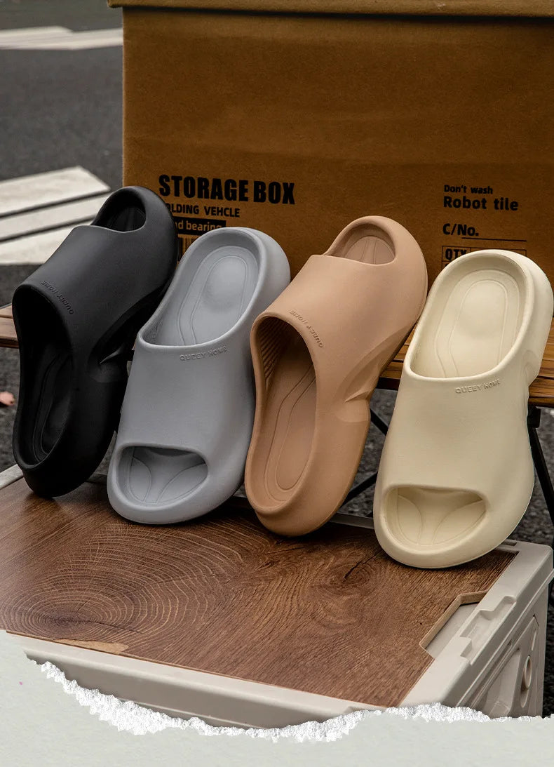Shevalues 2025 Summer Men's Sandals – Anti-Slip, Casual Beach Shoes, Open-Toe, Breathable Bathroom Slippers, Platform, Cozy Comfort