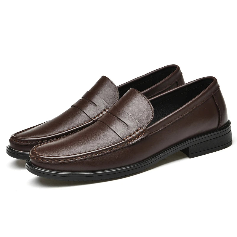 Italian Luxury Penny Men Shoes Male Business Loafers Moccasin Genuine Casual Flats Slip-On Walking Hollow Out Shoes