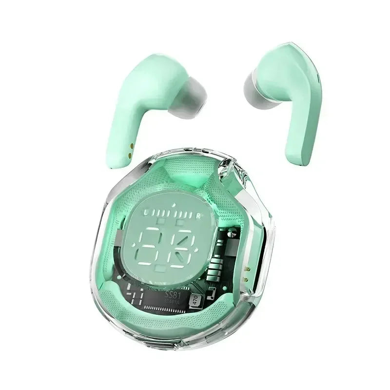Original T8 TWS Wireless Bluetooth Earbuds with Transparent Case, ENC Noise Reduction, Digital Display & Stereo Sound – Compatible with All Smartphones