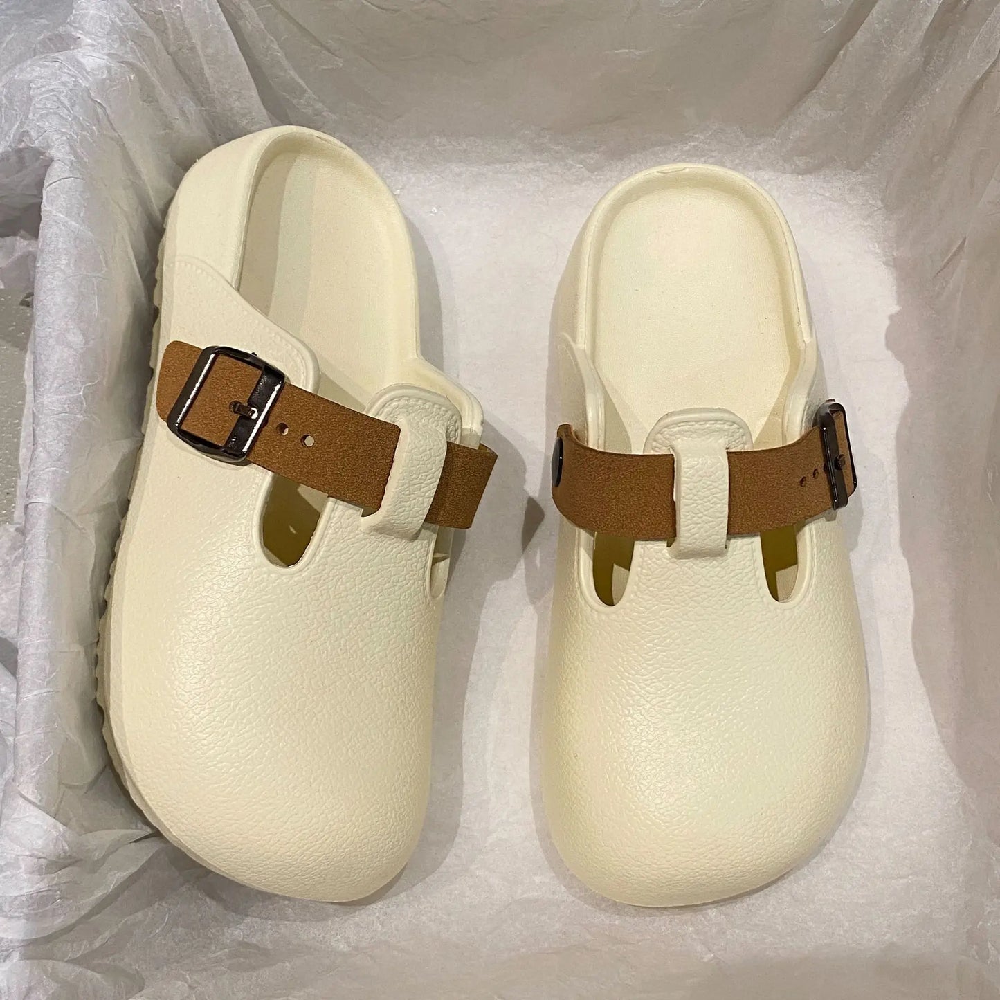 KIDMI Fashion Clogs For Women Slippers Outdoor Beach Clogs Shoes Light Cushioned Pool Shower Shoes With Buckle Garden Shoes