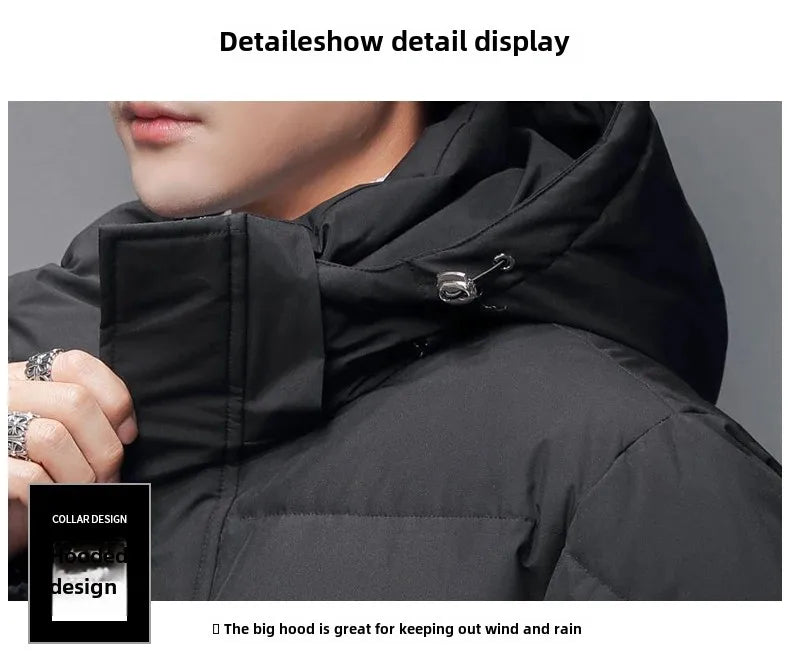 Winter Long White Down Jackets Men Women Hooded Thick Warm Over-the-Knee Puffer Jacket Man Overcoats Couple Padded Down Coat