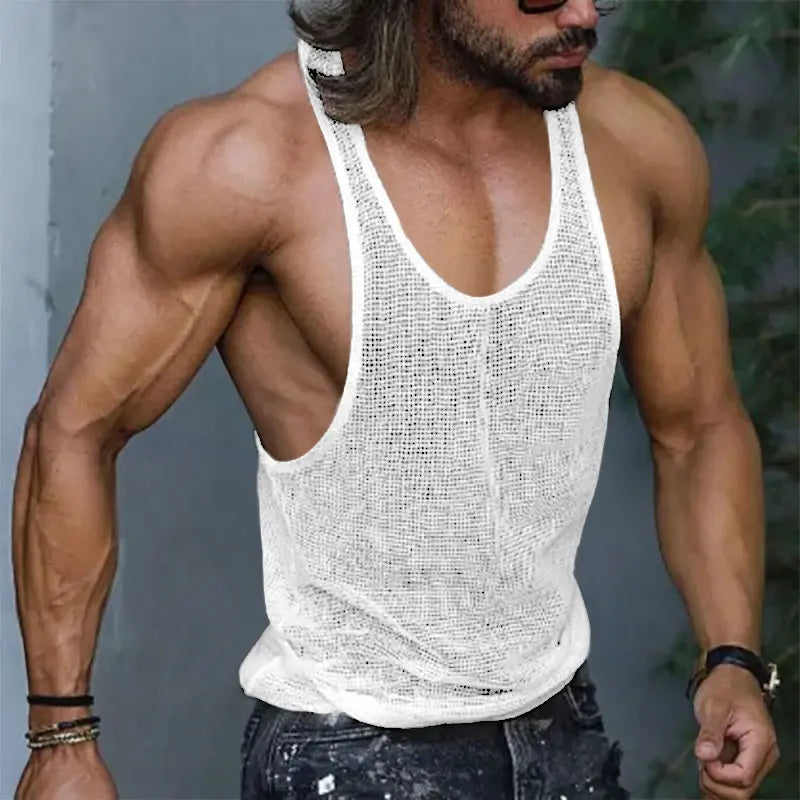 INCERUN Men’s Tank Tops – Mesh Transparent O-Neck Sleeveless Vests – Streetwear Summer Breathable Fashion 2024 – Available in Sizes S-5XL