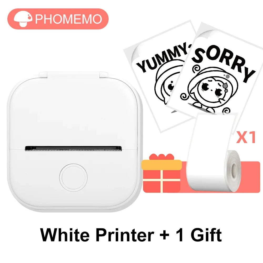 Phomemo T02 Wireless Mini Thermal Printer – Portable Bluetooth Pocket Printer, 203 DPI, Inkless Photo & Label Printing for iOS & Android – Ideal for Notes, Memos, Journals, Crafts