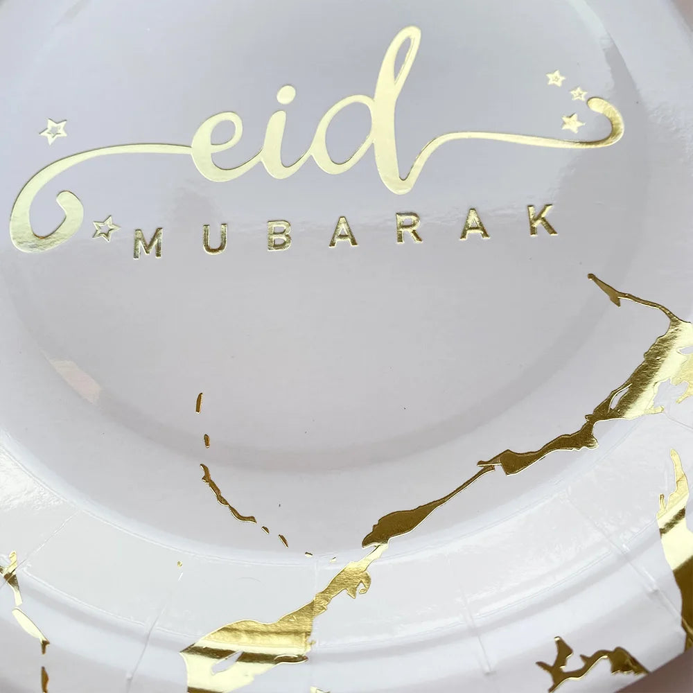 Ramadan Decoration 2025 Disposable Tableware Eid Mubarak Paper Plates Cups Ramadan Kareem Decor Islam Muslim Eid al-Fitr Party