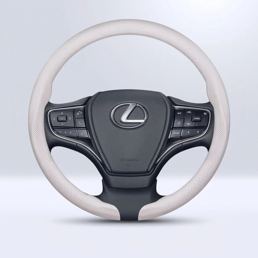 Textured Faux Leather Car Steering Wheel Cover, 38 cm