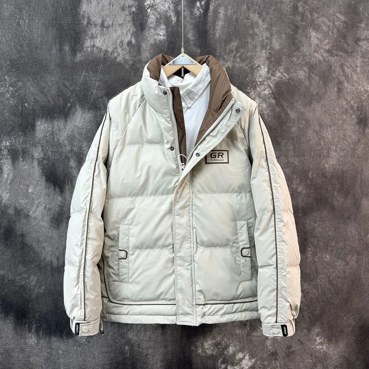 Luxury Men's Trend High-end Warm Thick Patchwork Stand Collar Windproof Zipper Winter Jacket