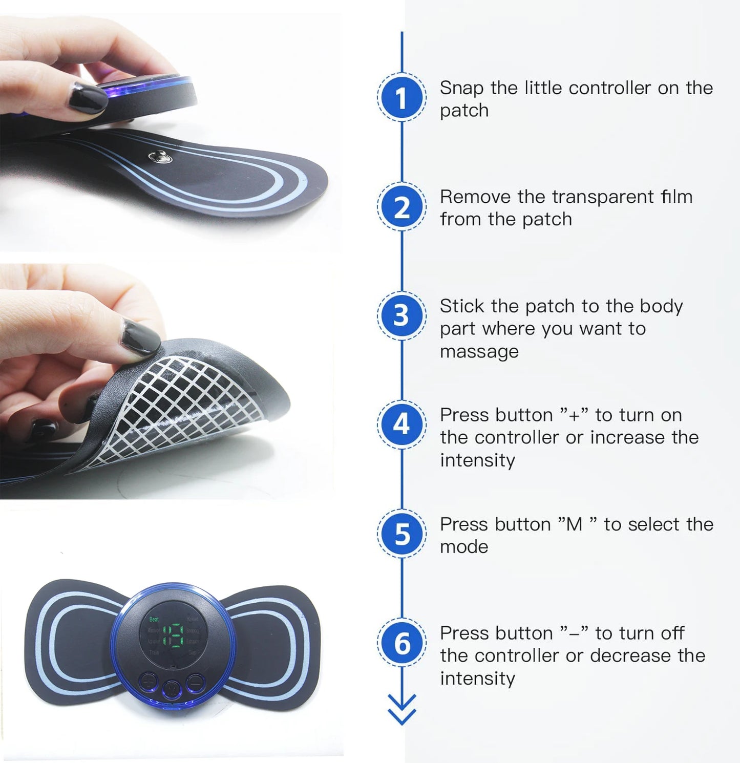 Compact Full Body Massage Set – Foot Pad, Precision Massage Pen & Adhesive Patch for Neck, Back & Targeted Relief