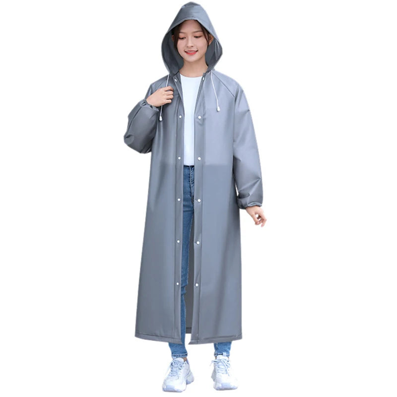 Unisex Long Waterproof Raincoat with Hood – Lightweight EVA Rain Poncho for Adults, Travel, Camping, and Fishing