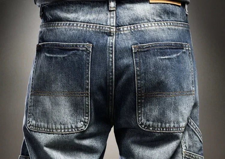 High Quality Male Cowboy Pants Retro Washed Straight Jeans For Men Plus Size Trousers Comfortable Xs Wide Leg Denim Kpop Cheap