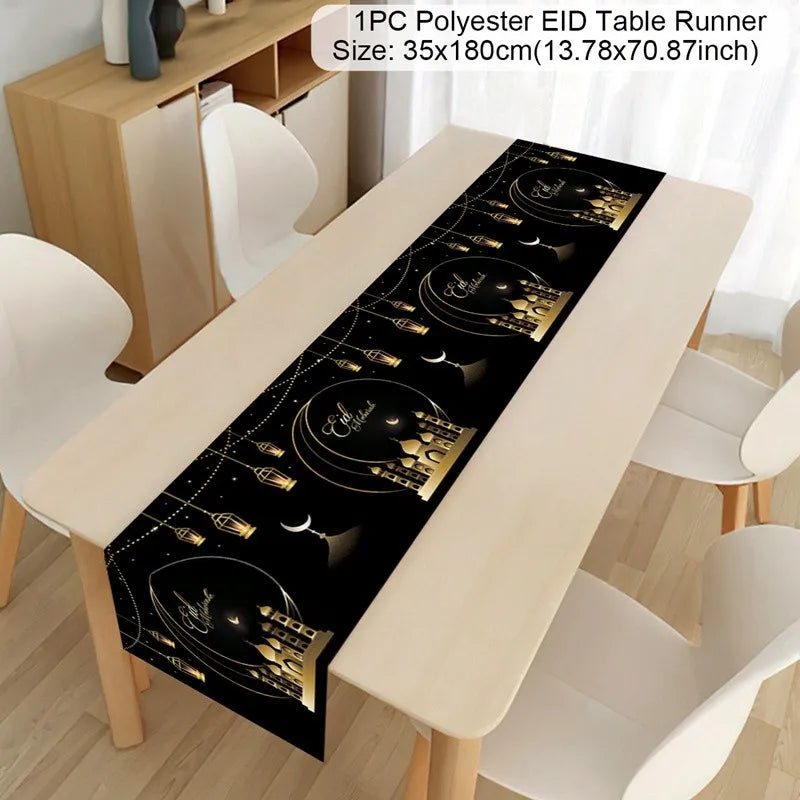 Ramadan Decoration Table Runner EID Mubarak Decor 2025 Home Tablecloth Ramadan Kareem Islamic Muslim Party Eid Al-Fitr Gifts