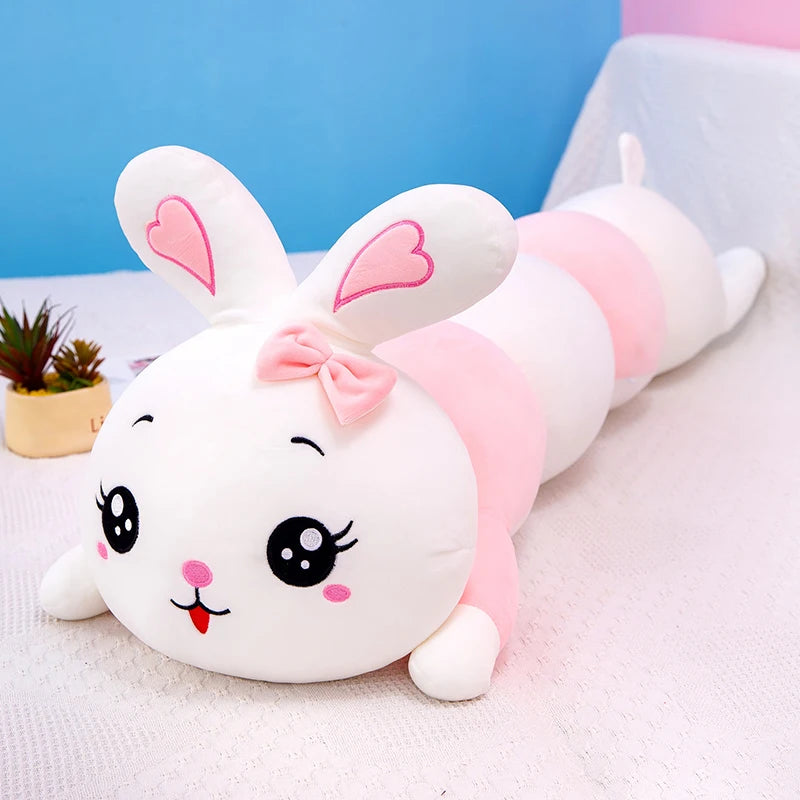 70-130cm Cute Soft Caterpillar Rabbit Plush Toys Nap Stuffed Animal Pillow Home Comfort Cushion Christmas Gift Doll Kids
