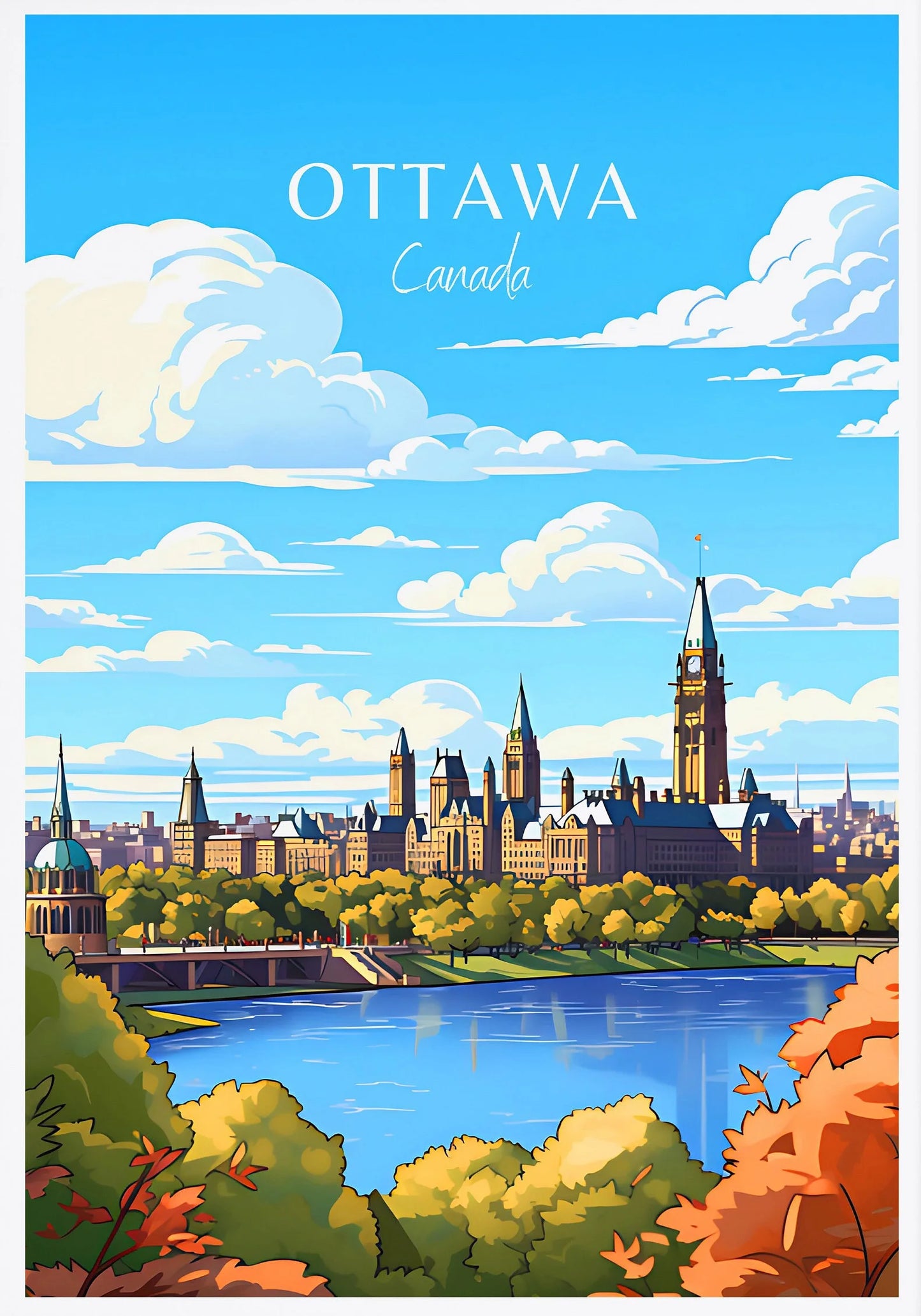 Ottawa Niagara Falls Vancouver Whistler Toronto Travel Poster Canada Canvas Painting Wall Art Picture for Living Room Home Decor