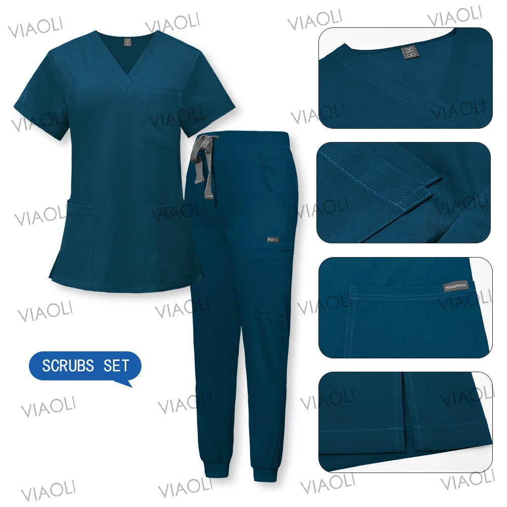Medical Uniform Nursing Clothes Beauty Costume Nurse Scrubs Sets Doctor Dentist Workwear Clinical Tops Pants