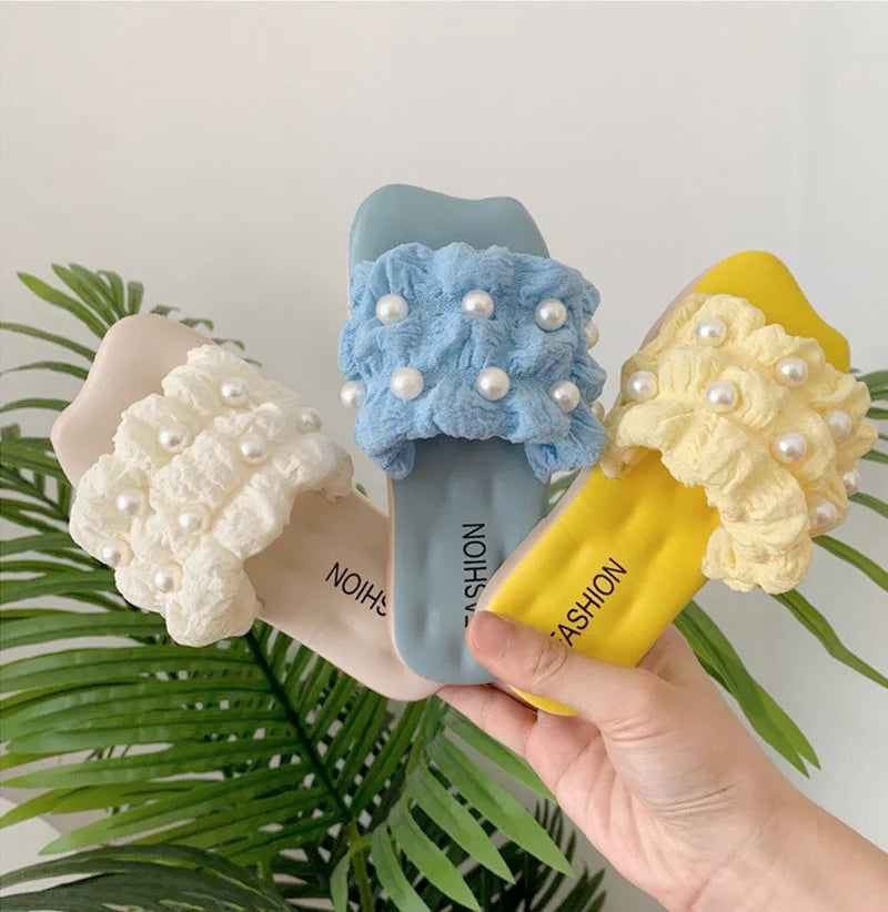 Children’s Summer Slippers – Girls' Sandals with Pearl Design | Soft-Soled Princess Slides