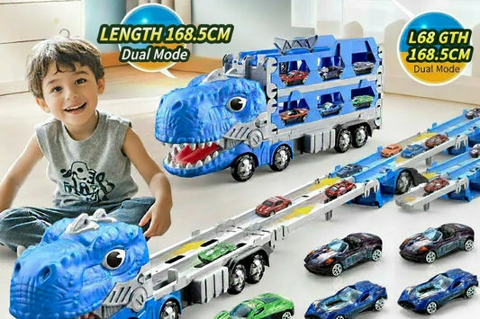 Transforming Dinosaur Toy Truck with Folding Track