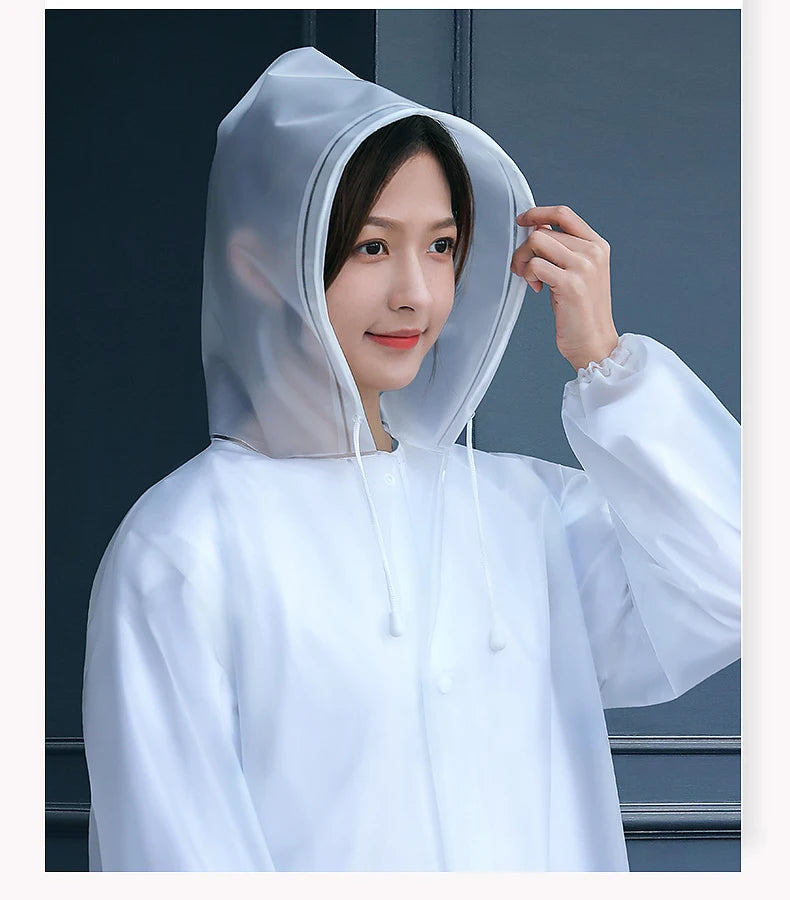 Unisex Long Waterproof Raincoat with Hood – Lightweight EVA Rain Poncho for Adults, Travel, Camping, and Fishing