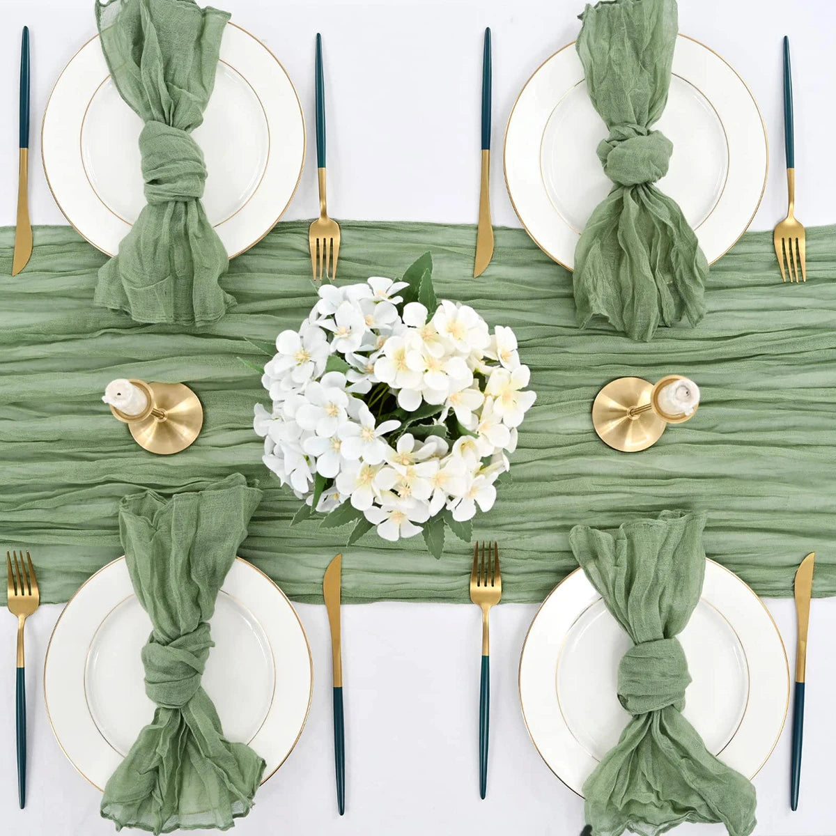 102Pcs Wholesale Cheesecloth Napkin Sage Green Gauze Napkins Party Christmas Wedding Decoration Baby Shower Dinner Retro Napkins