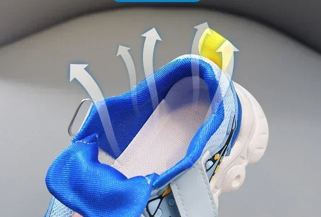 LED Light-Up Kids Sneakers – Breathable Mesh Cartoon Shoes for Boys & Girls