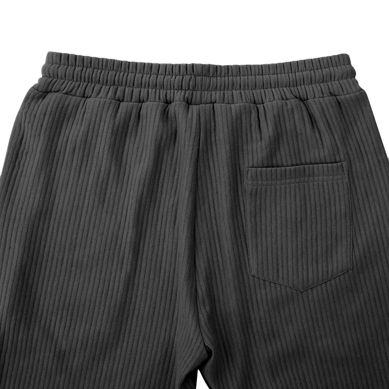 Men's Casual High-Waist Wide-Leg Pants – Loose Fit, Striped, Straight-Leg, Spring & Autumn Style