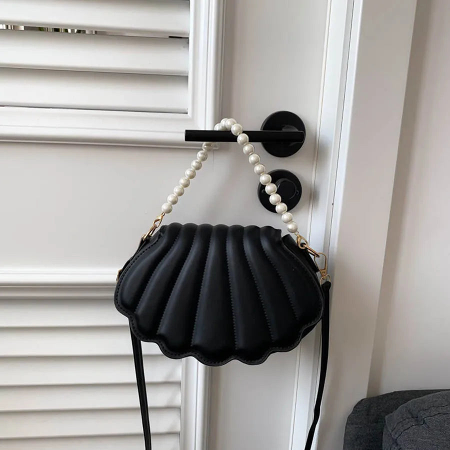Elegant Women's Crossbody Bag – All-Matching Pearl Chain Shoulder Handbag, Fashion Shell-Shaped Evening Purse