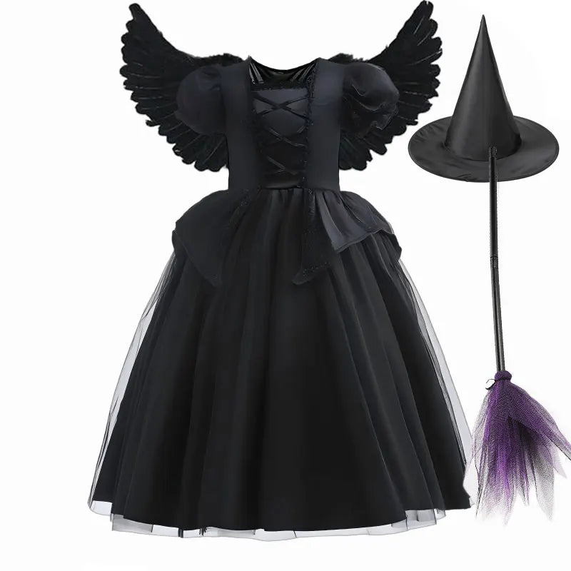 Girls' Witch Costume Dress with Hat