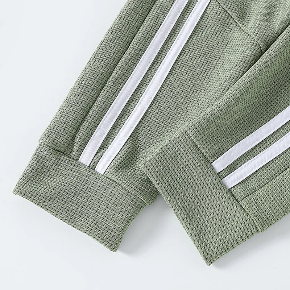 1/3-Piece Autumn & Winter Waffle Knit Sweatpants for Boys & Girls – Solid Color, Casual & Sporty