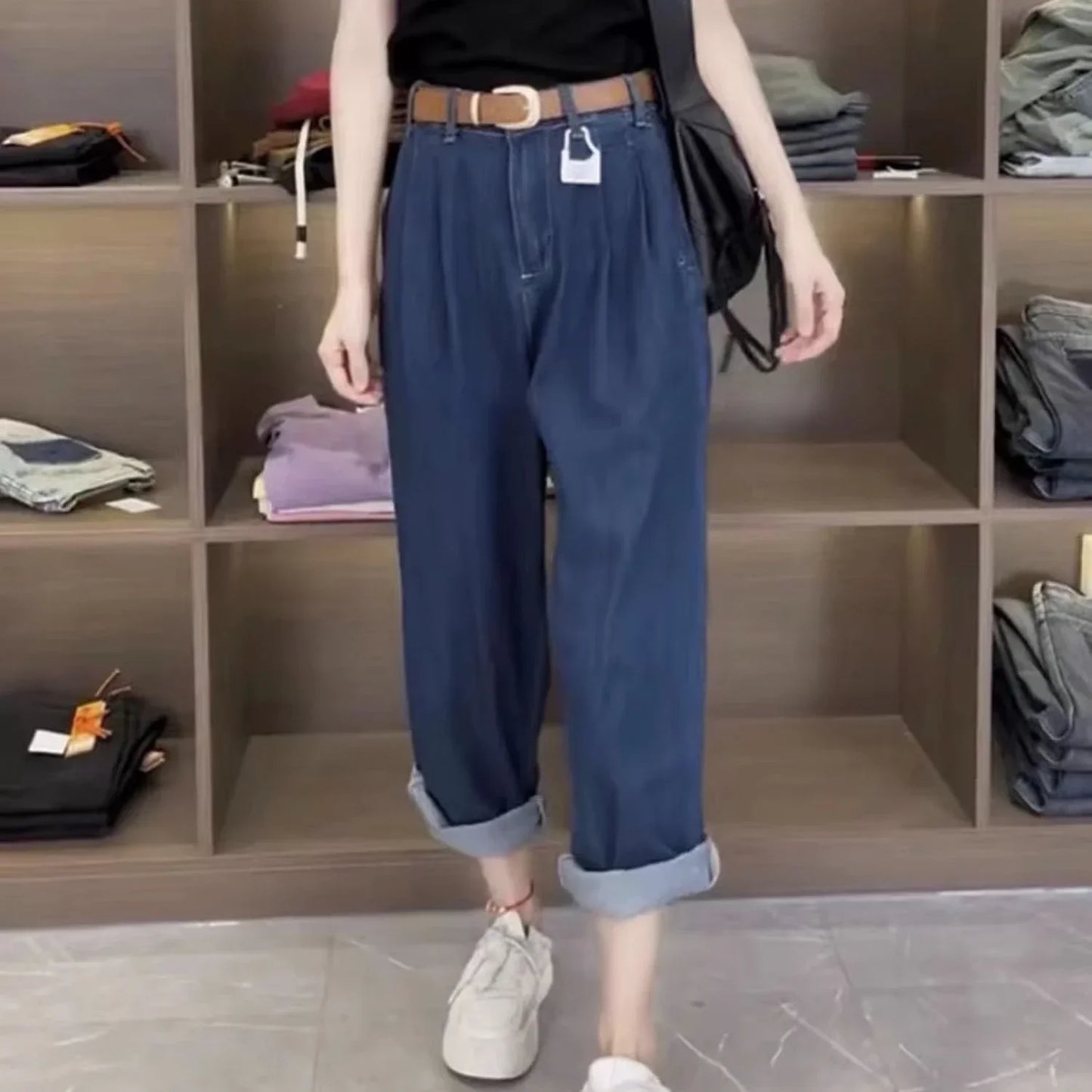 Y2K Harem women’s Jeans  Maxi High Baggy Elegant Bleached 2024 Norm core Fashion Ladies pants