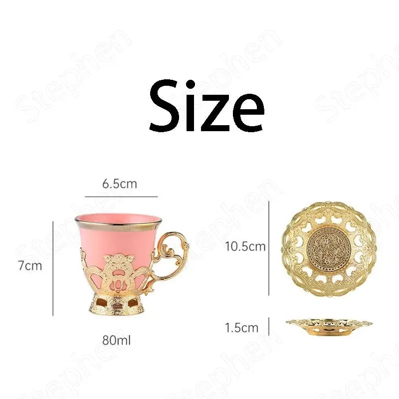 Golden Border Turkish Coffee Cups European Classical Plating Ceramic Cup and Saucer Set Afternoon Tea Set