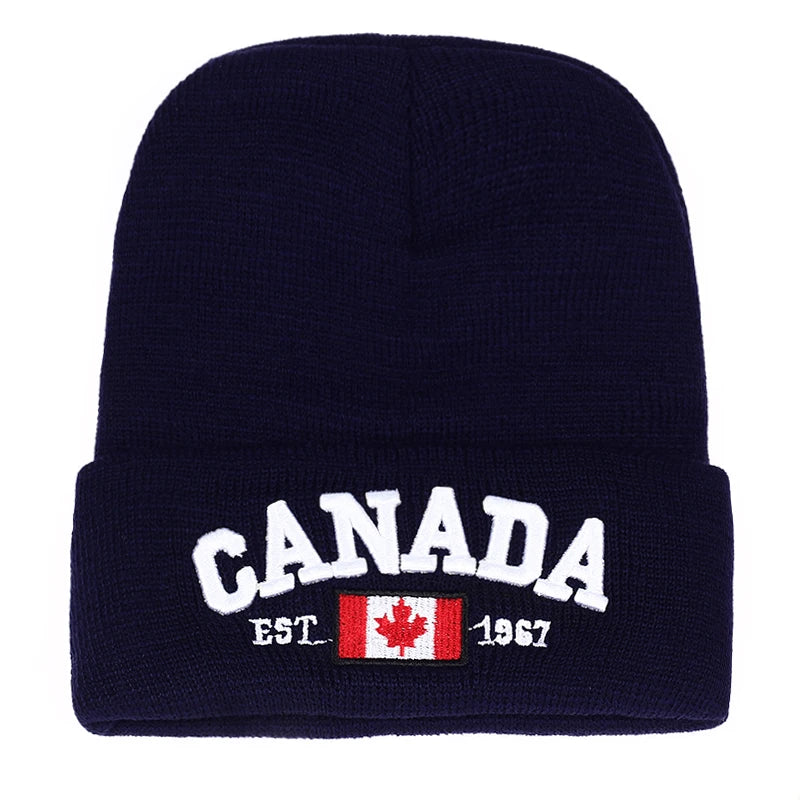 Knitted Hats For Men Women Canada Letter embroidery Cotton Caps Autumn Winter Hat Casual Boy cap Men Hats