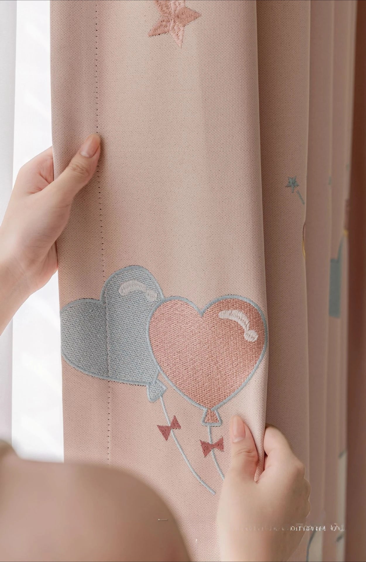 Modern Simple Playful Cartoon Printed Curtains Cute Little Dog Embroidery Blackout for Girls' Rooms Children's Rooms Curtains