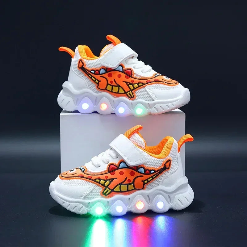 LED Light-Up Kids Sneakers – Breathable Mesh Cartoon Shoes for Boys & Girls