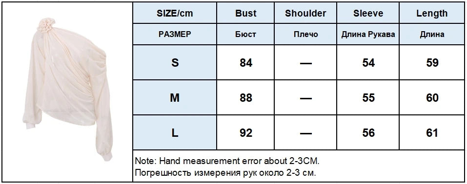 Women Chiffon Blouse Fashion OL One Shoulder Off Long Sleeve Blouse Female T Shirt