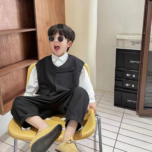 Boys 3-Piece Streetwear Clothing Set — Vest, Top & Pants