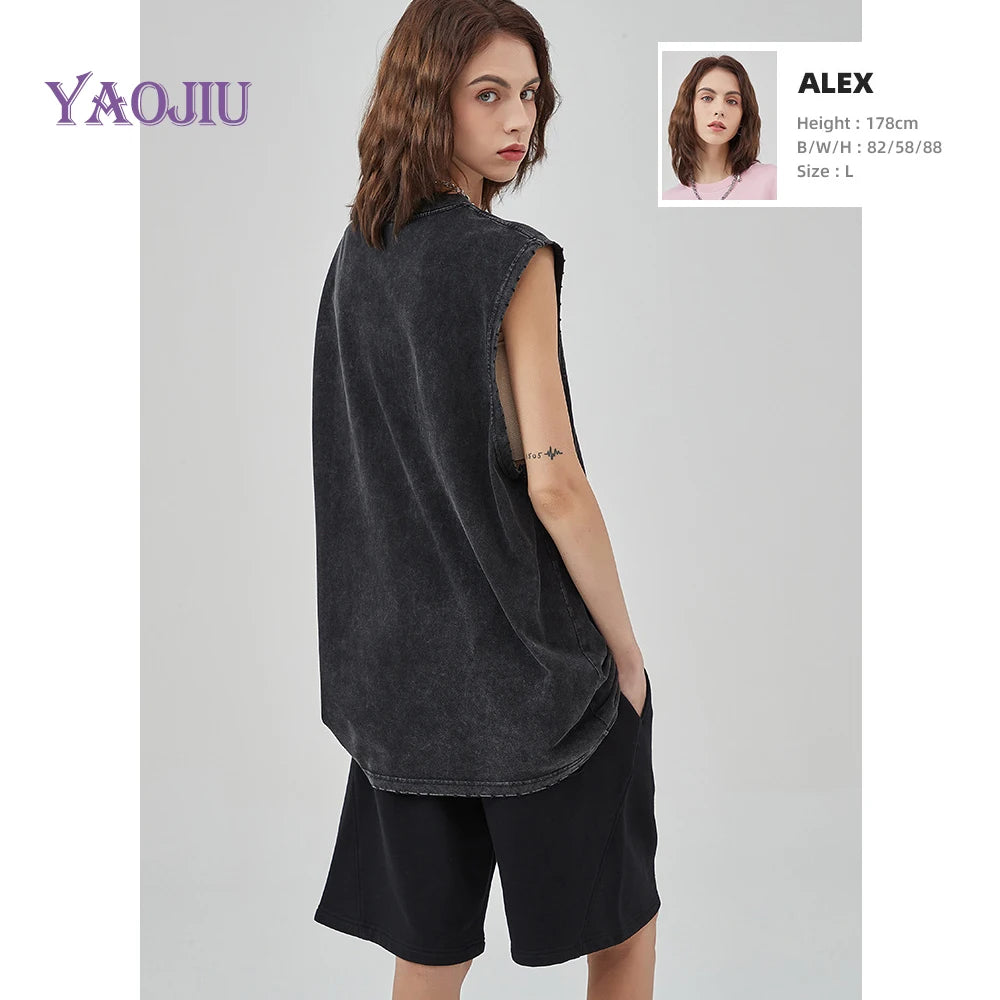 Y2K Tank Tops for Men and Women, 100% Cotton, Vintage Black Men's Clothing, Hip Hop Punk Rock Sleeveless T-shirts, Gothic Vests