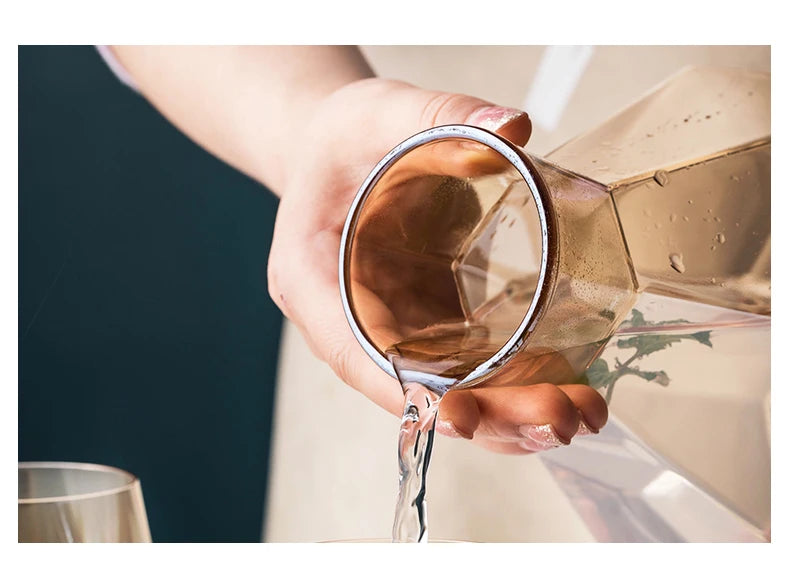 Nordic Creative Glass Diamond Hexagonal Juice Large-capacity Cold Water Bottle Drink Milk Beer Cup Dinner Plate Storage Tray