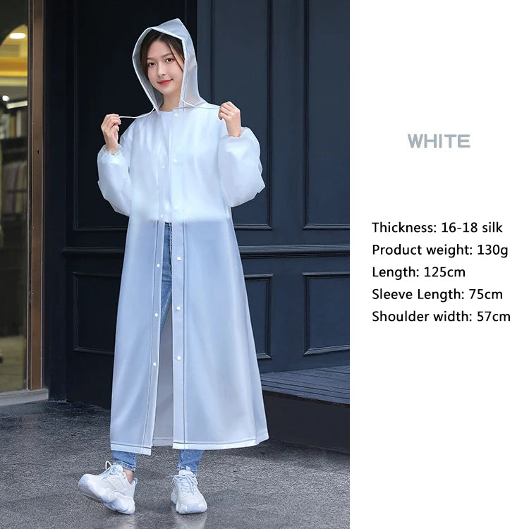 Unisex Long Waterproof Raincoat with Hood – Lightweight EVA Rain Poncho for Adults, Travel, Camping, and Fishing