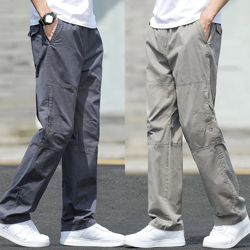 Men's Cargo Pants – Outdoor Casual Cotton Sweatpants, Lightweight and Comfortable, Multi-Pocket Work Style