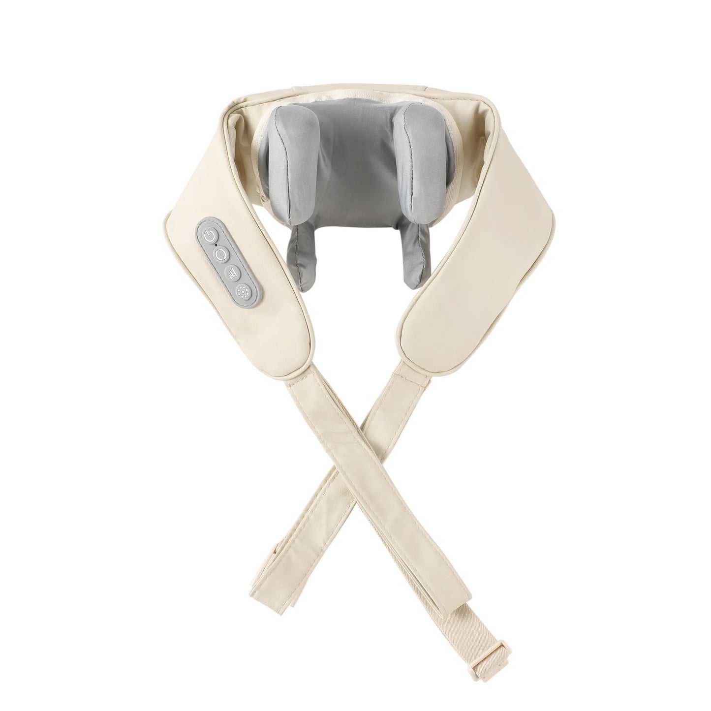20W Wireless Neck & Shoulder Massager – Beige Kneading Massage Shawl for Back, Cervical & Trapezius