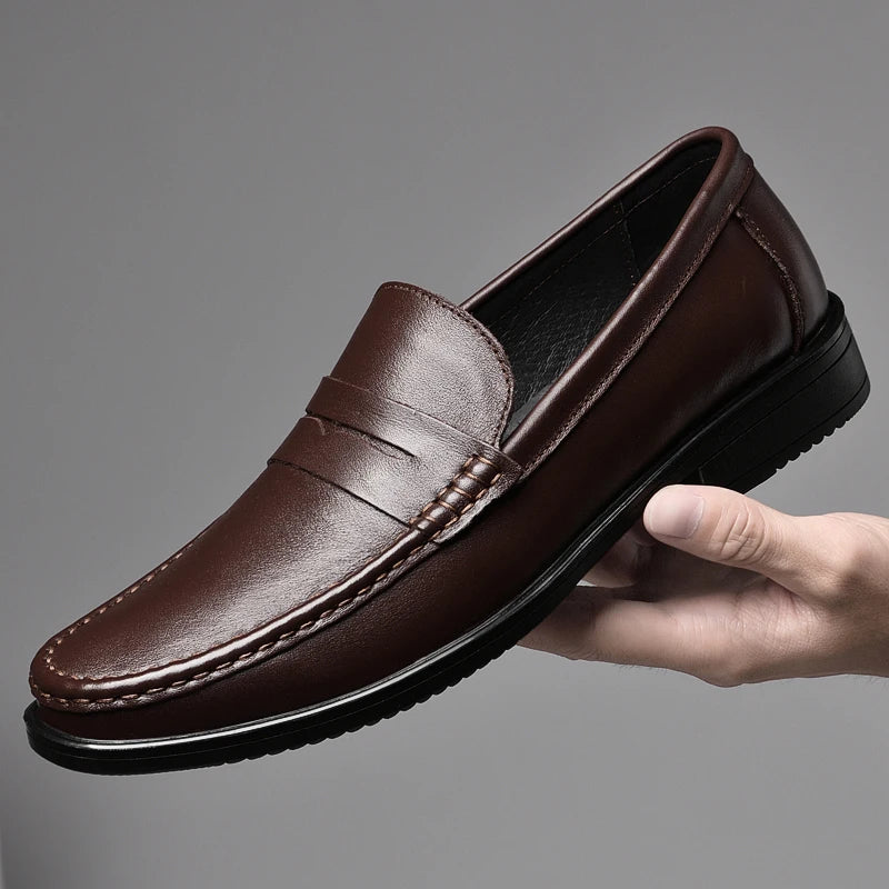 Italian Luxury Penny Men Shoes Male Business Loafers Moccasin Genuine Casual Flats Slip-On Walking Hollow Out Shoes