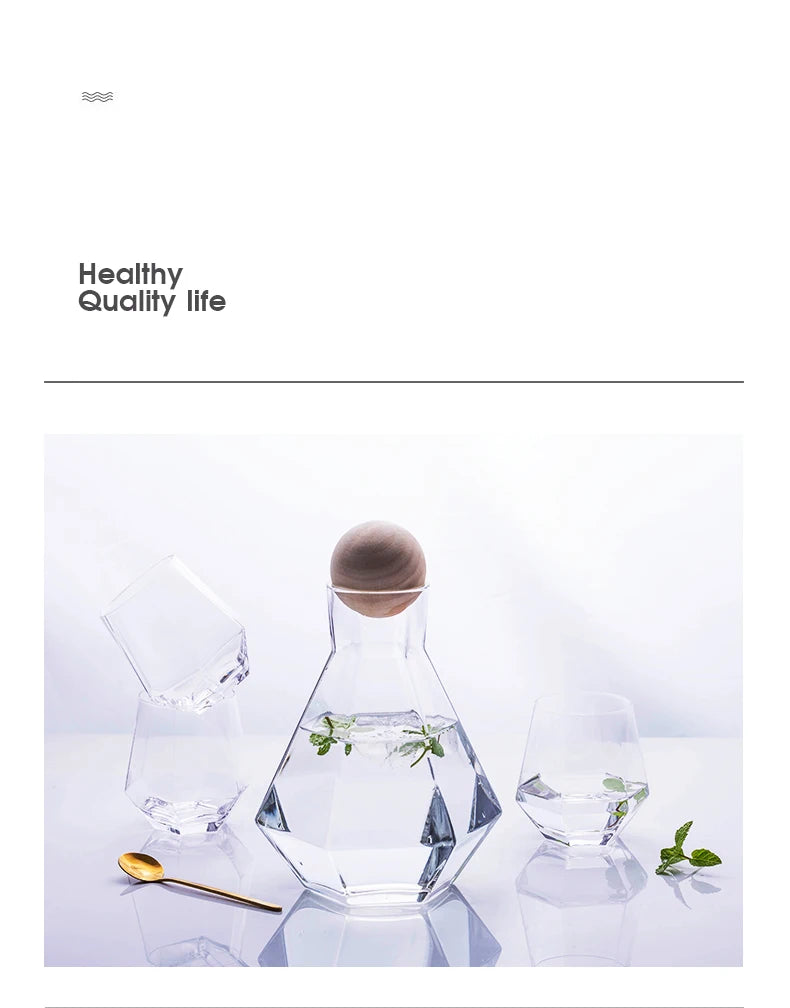 Nordic Creative Glass Diamond Hexagonal Juice Large-capacity Cold Water Bottle Drink Milk Beer Cup Dinner Plate Storage Tray