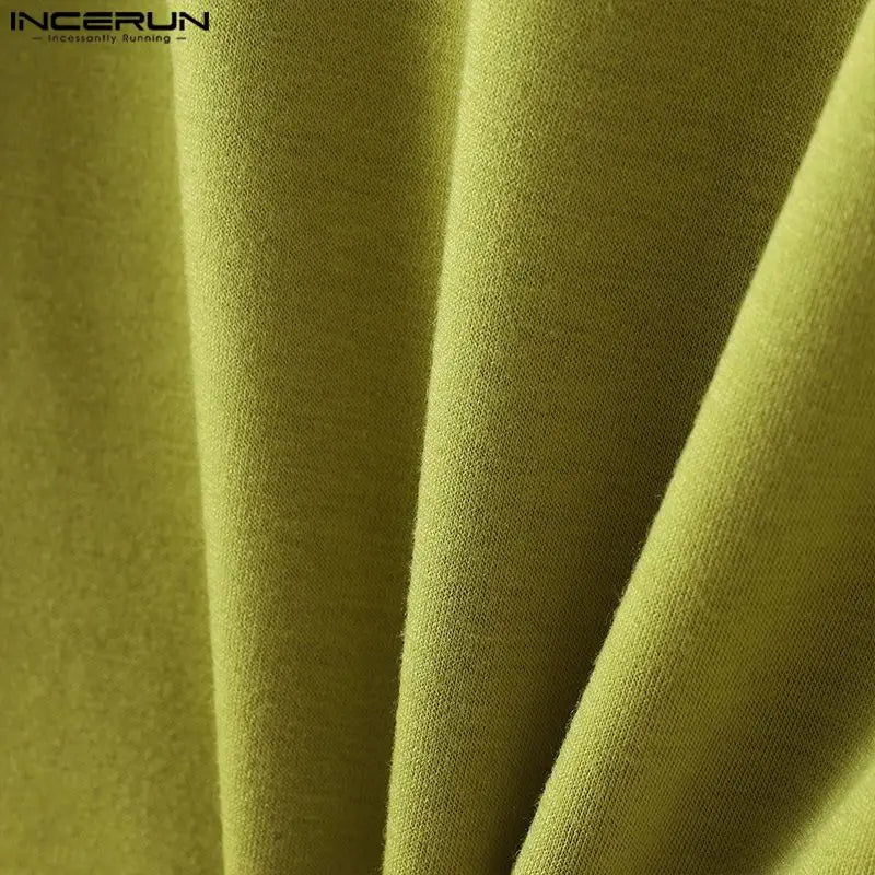 Stylish Clubwear Tops – INCERUN Men's Hollow-Out Semi High Neck Knitted Vests, Fashion Sleeveless Solid Tank Tops (Sizes S–5XL)