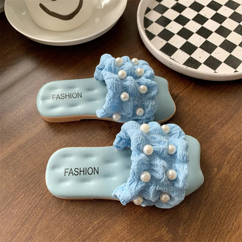 Children’s Summer Slippers – Girls' Sandals with Pearl Design | Soft-Soled Princess Slides