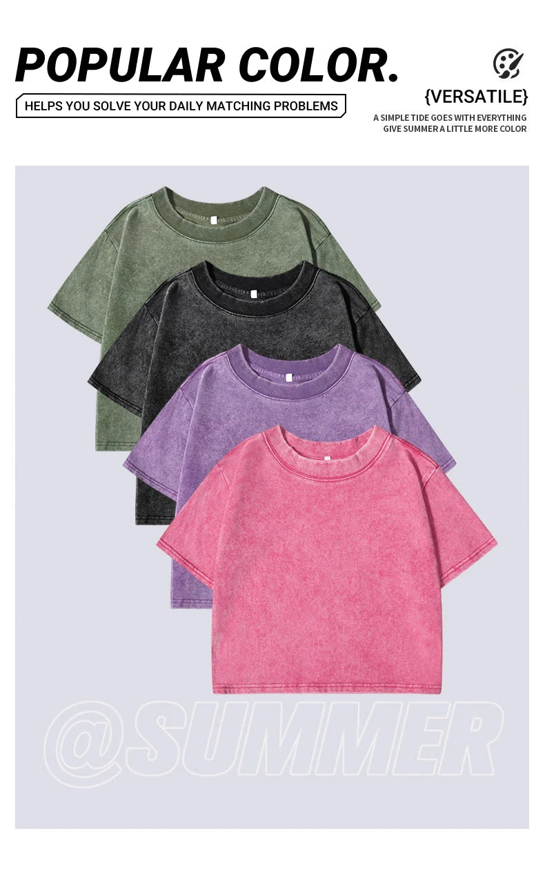 Slim Washed Women Fashion Soft Cotton T- ShirtS Casual Sport Short Sleeve Cool Retro Clothing Female