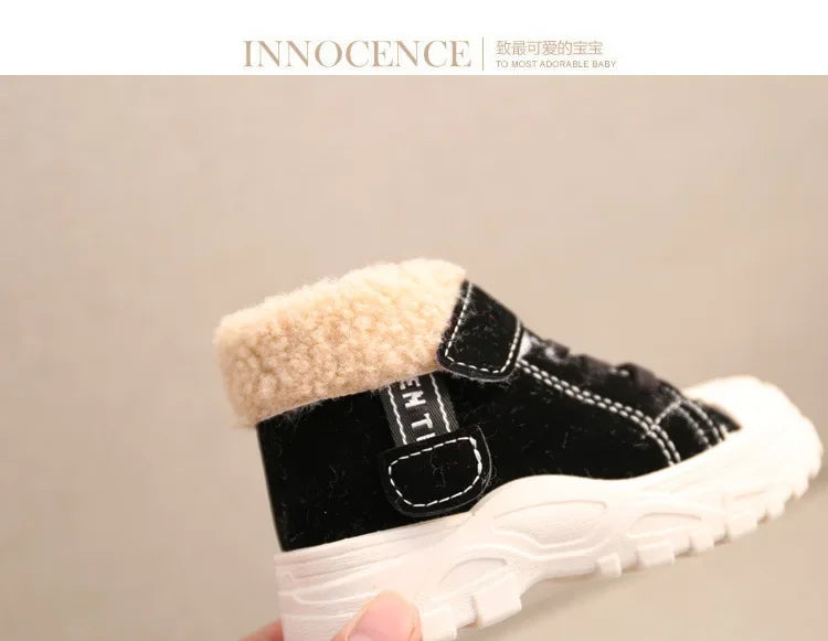 Children's Winter Warm Boots – Boys' & Girls' Waterproof Cotton Shoes with Thick Velvet Lining