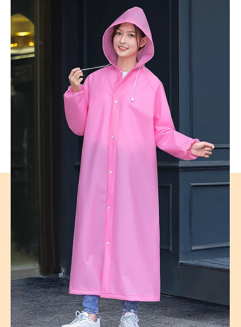 Unisex Long Waterproof Raincoat with Hood – Lightweight EVA Rain Poncho for Adults, Travel, Camping, and Fishing