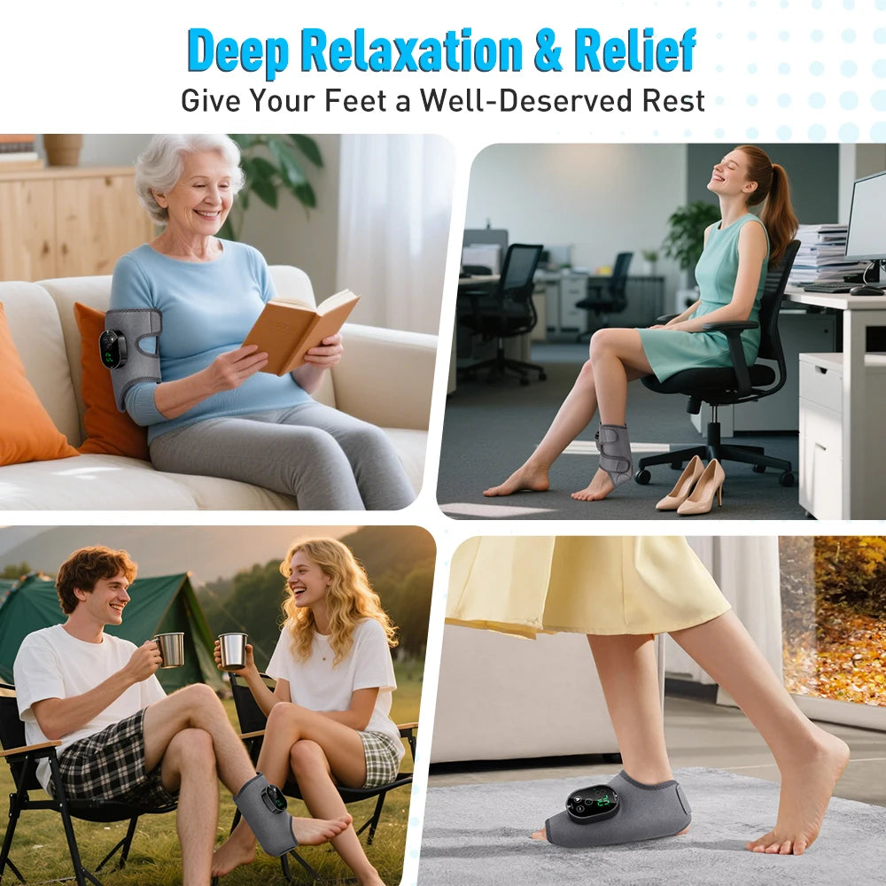 Smart Heated Foot & Ankle Massager – Adjustable Compression & Multi-Speed Vibration for Relaxation and Recovery