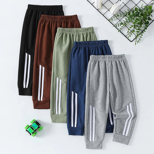 1/3-Piece Autumn & Winter Waffle Knit Sweatpants for Boys & Girls – Solid Color, Casual & Sporty