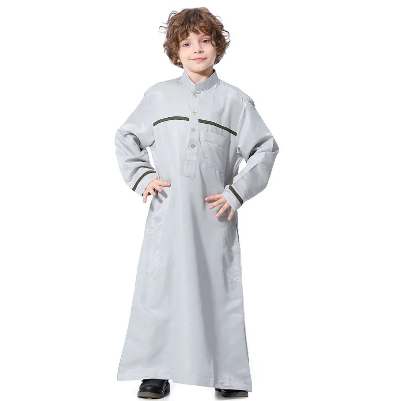 Arab Jubba Boys Robe Kids Abayas Kaftan Islamic Clothing Long Sleeve Thobe Middle East Teenage Clothing Muslim Ramadan Eid Dress