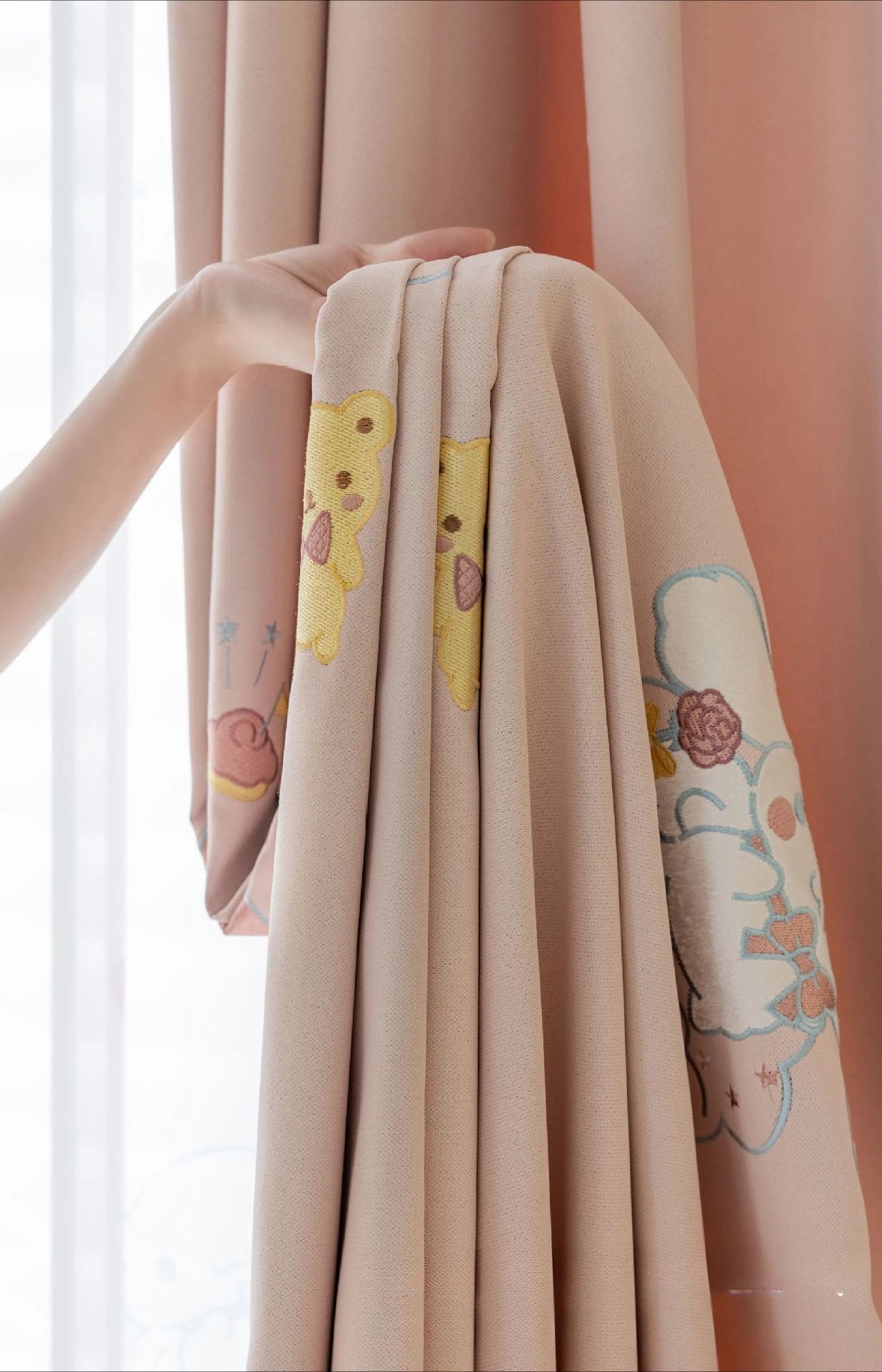 Modern Simple Playful Cartoon Printed Curtains Cute Little Dog Embroidery Blackout for Girls' Rooms Children's Rooms Curtains